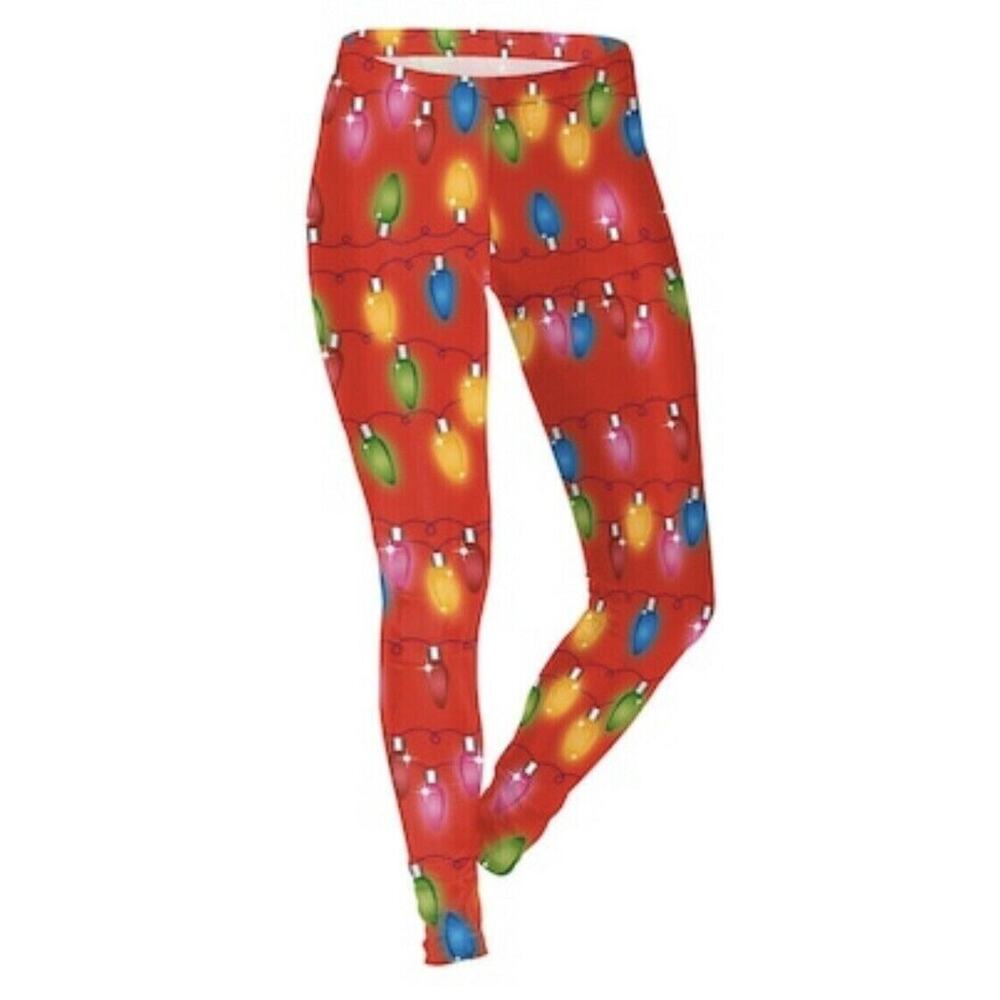 Los Angeles Boutique Christmas Lights Stretch Funny Leggings Gag Gift Party M